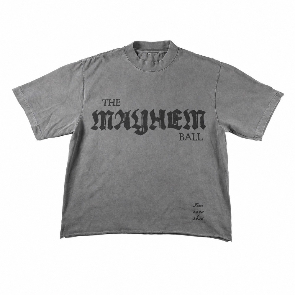 Lady Gaga The Mayhem Ball Tour Shirt Official 2025 2026 Mineral Wash Gray Medium
